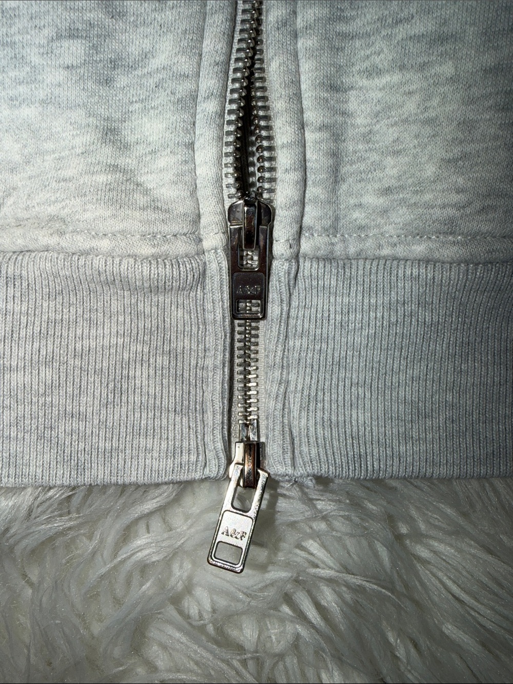 Abercrombie & Fitch Light Heather Gray Essential Full-Zip Hoodie - Picture 6 of 9